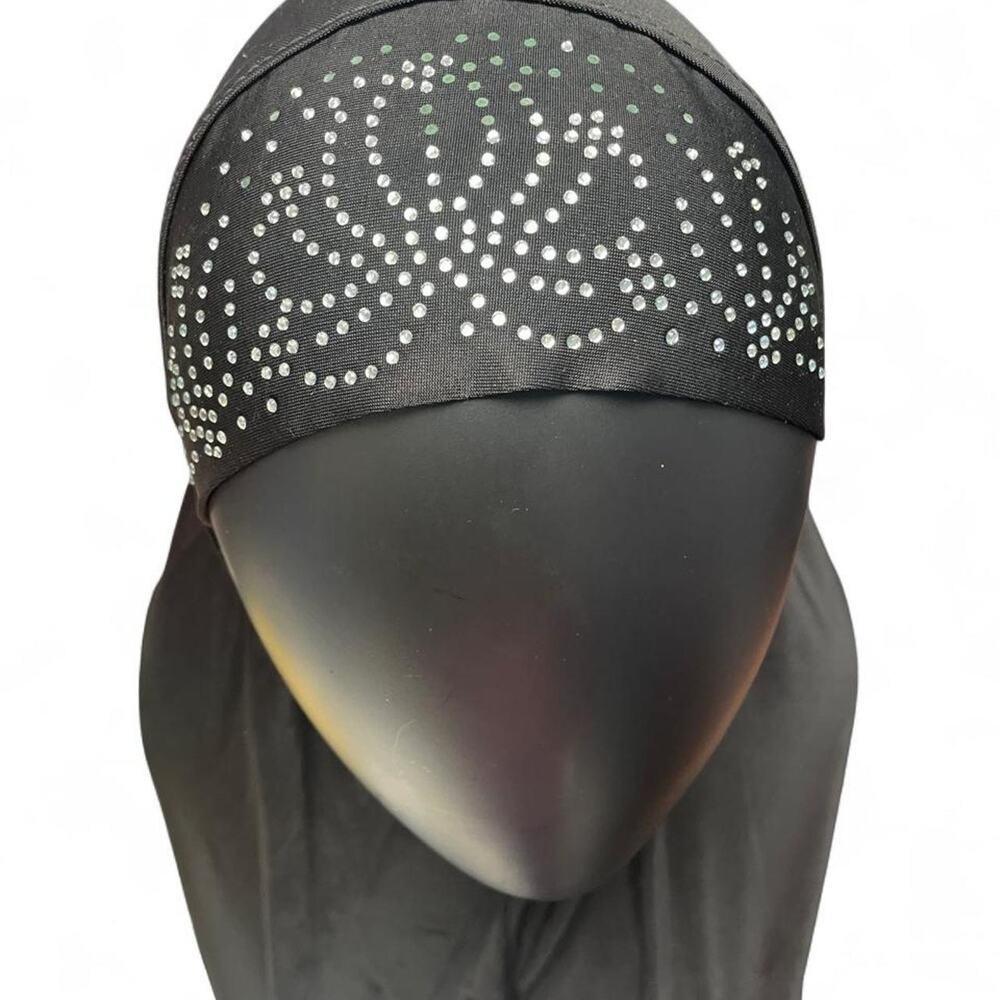 Black hijab with white rhinestone
